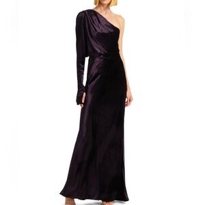 New Zimmermann Asymmetric Velvet One-Shoulder Gown Size 4